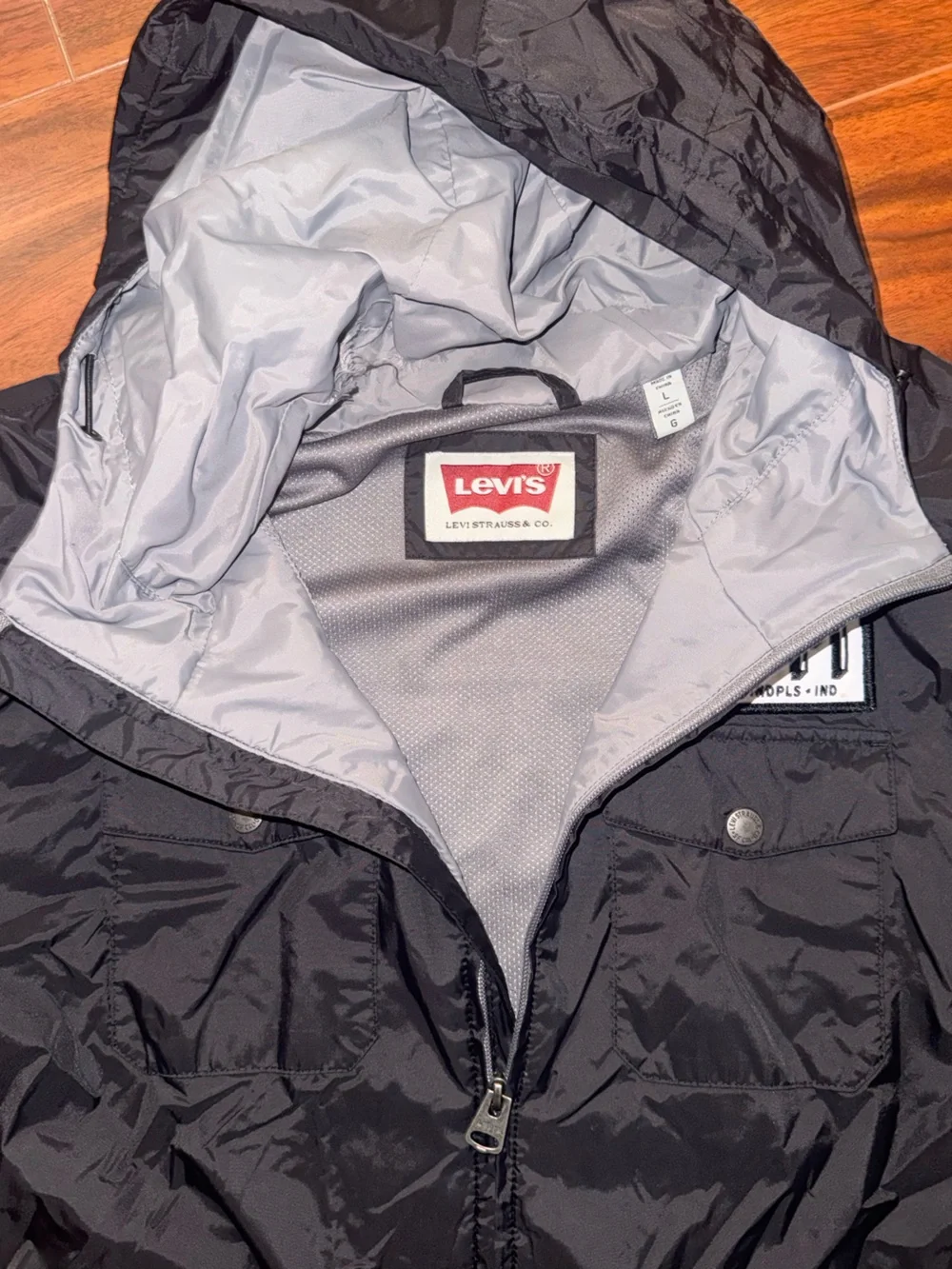 Levi's Black Hooded Military Field Jacket with Hi-Fi Patch